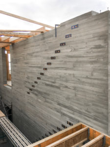 Wood grain concrete wall